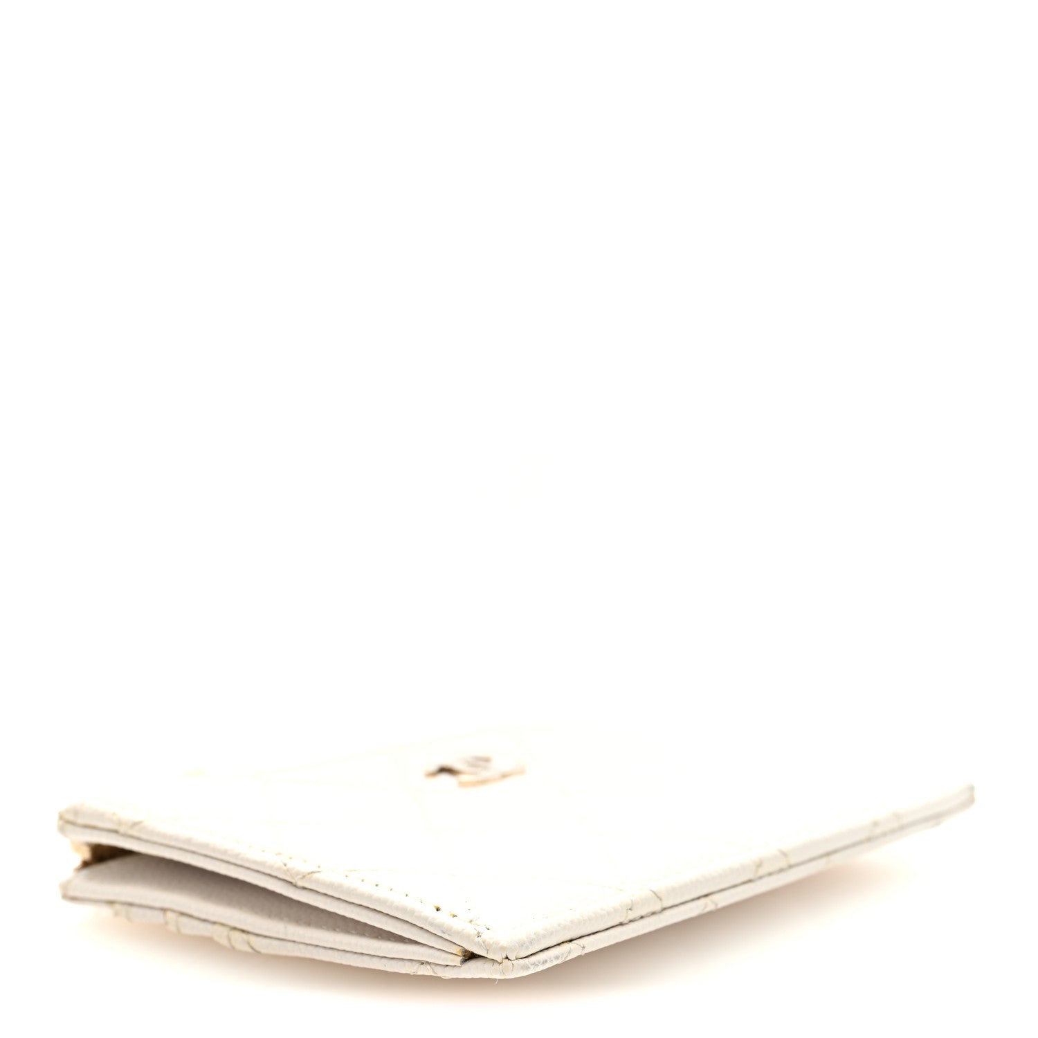Caviar Quilted CC Zip  Holder White