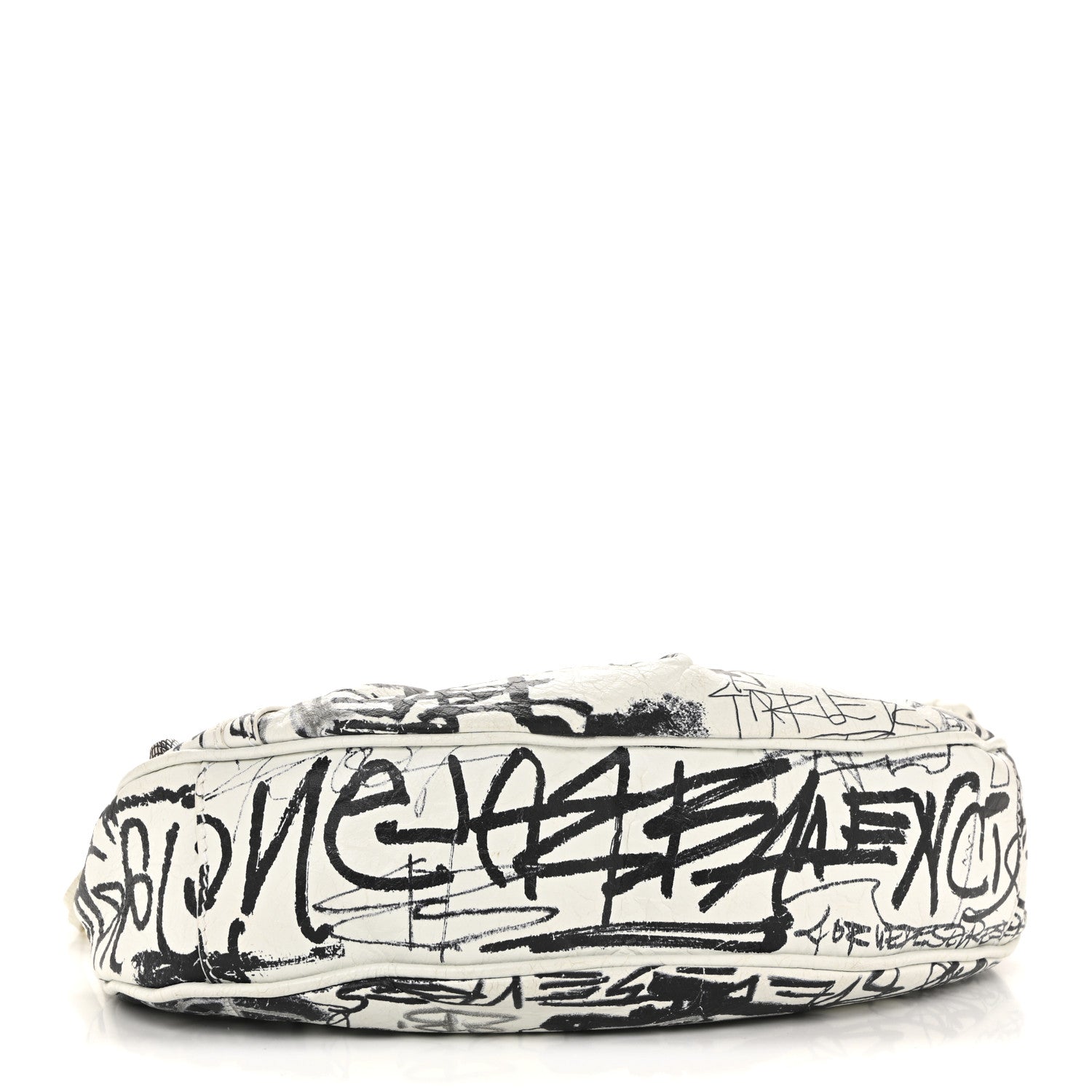 Agneau Arena Graffiti Le Cagole Shoulder Bag XS White Black