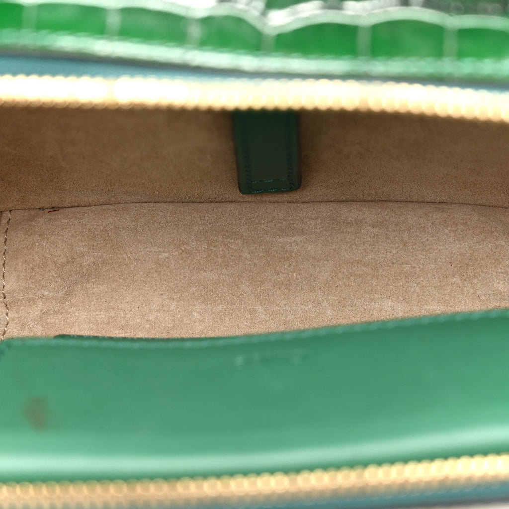 Calfskin Crocodile Embossed Mini C Vanity Bag Woodsy Green