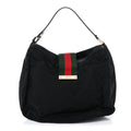 Monogram Large New Ladies Web Hobo Black
