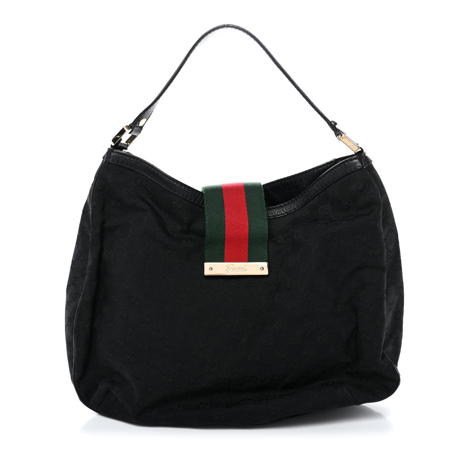 Monogram Large New Ladies Web Hobo Black