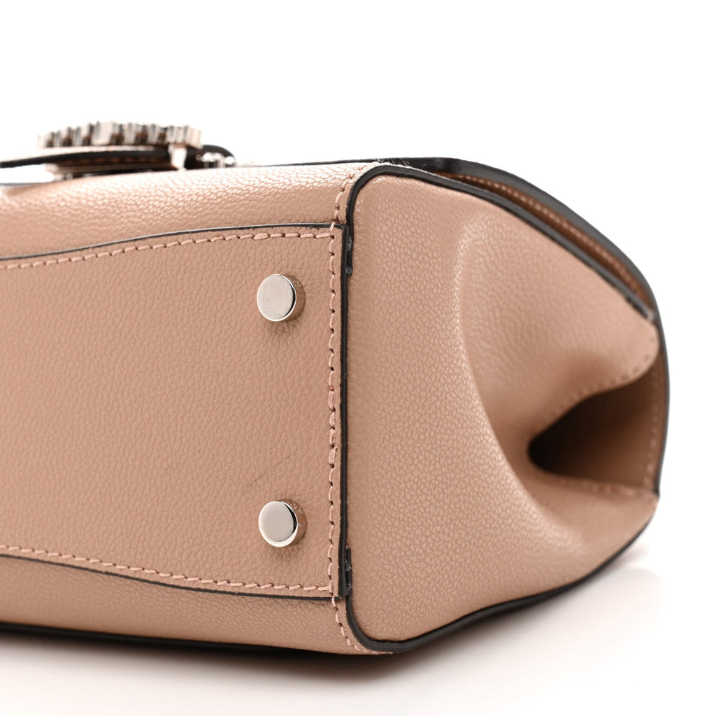 Calfskin Crystal Small Cheri Top Handle Bag  Powder Pink