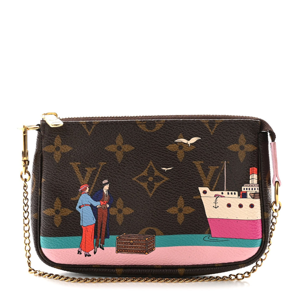 Monogram 2016 Christmas Animation Mini Pochette Accessories Rose Ballerine