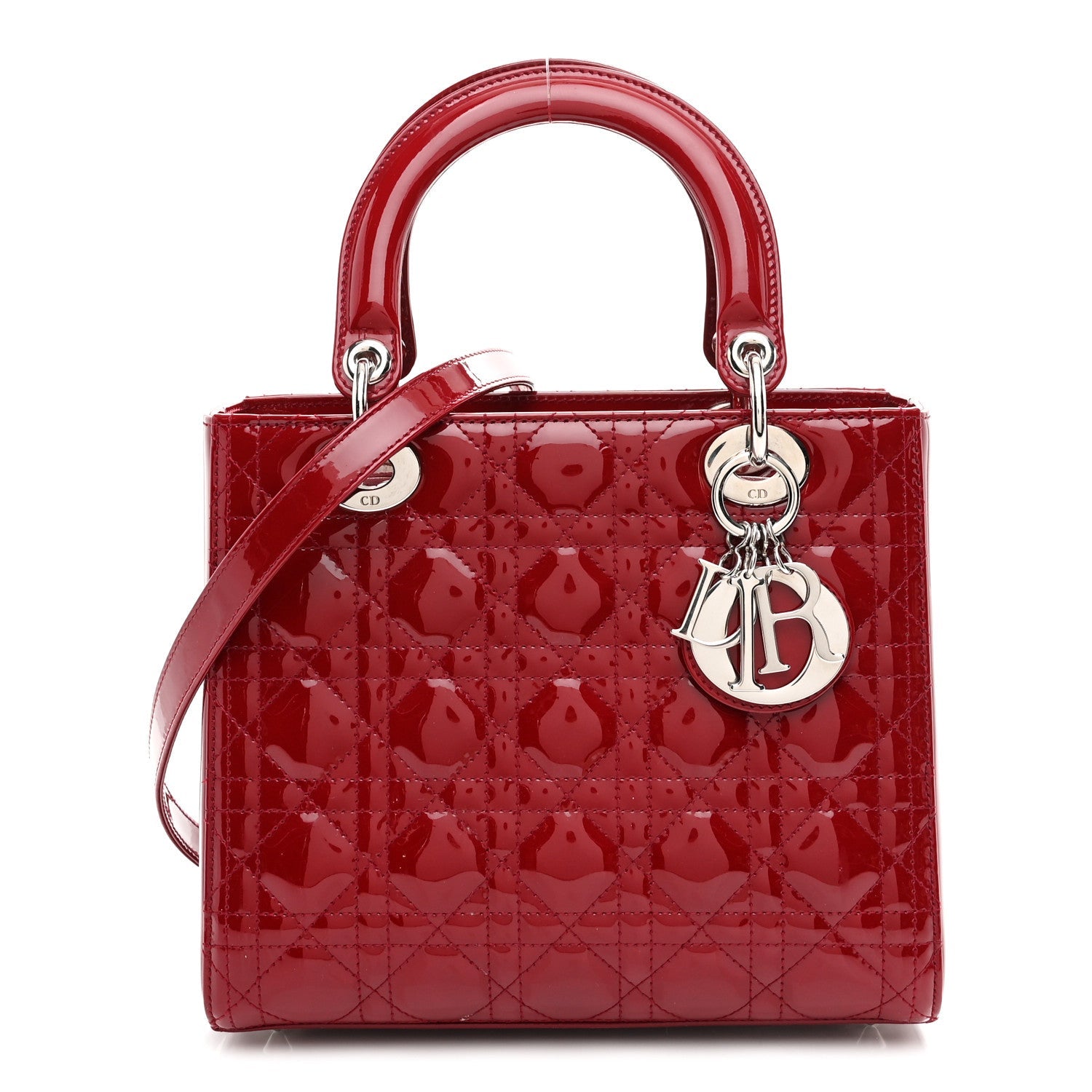 Patent Cannage Medium Lady Dior Red