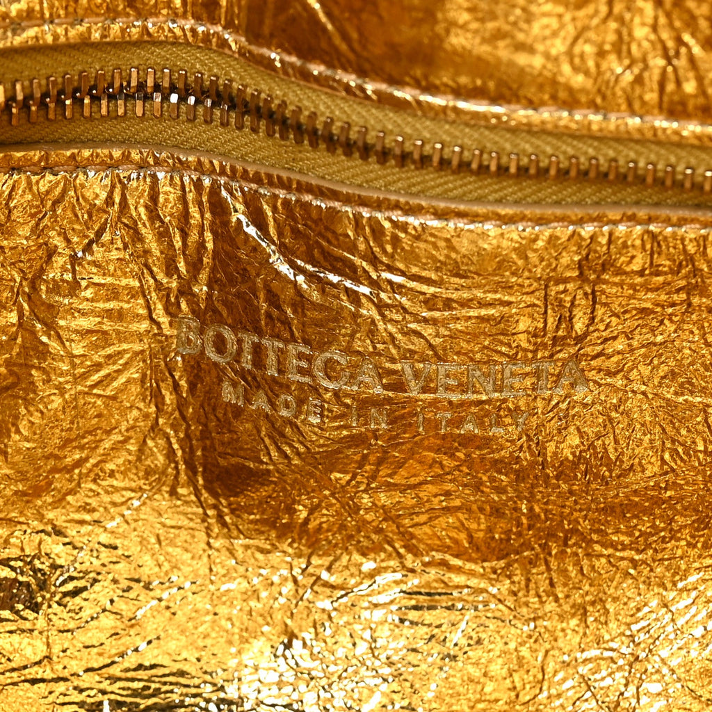 Mirror Lambskin Maxi Intreccio Padded Cassette Crossbody Bag Gold