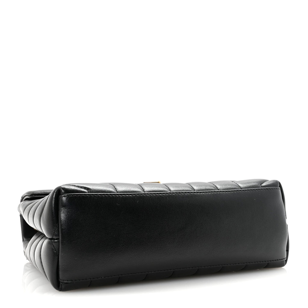 Calfskin Y Quilted Monogram Small Loulou Chain Satchel Black
