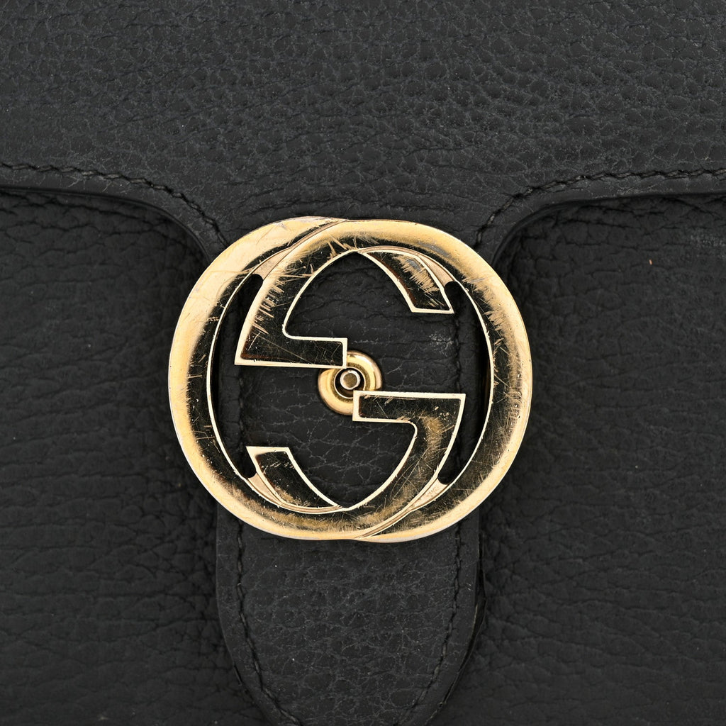 Dollar Calfskin Small Interlocking G Shoulder Bag Black