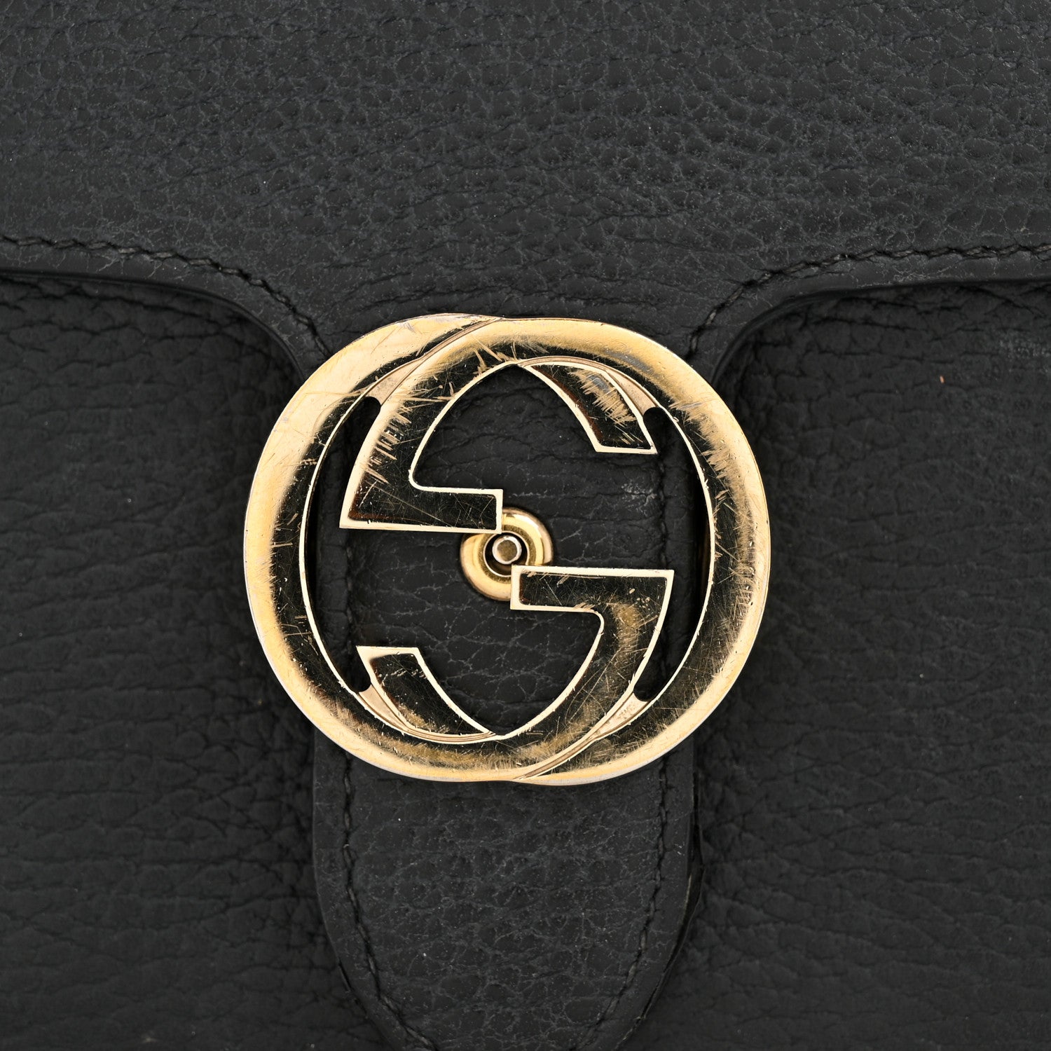 Dollar Calfskin Small Interlocking G Shoulder Bag Black
