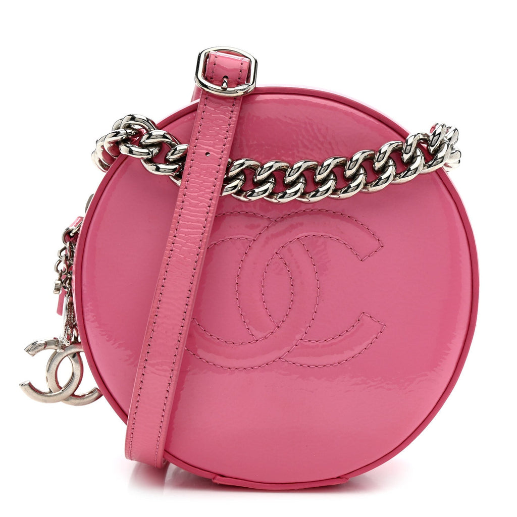 Patent Round As Earth Evening Bag Pink