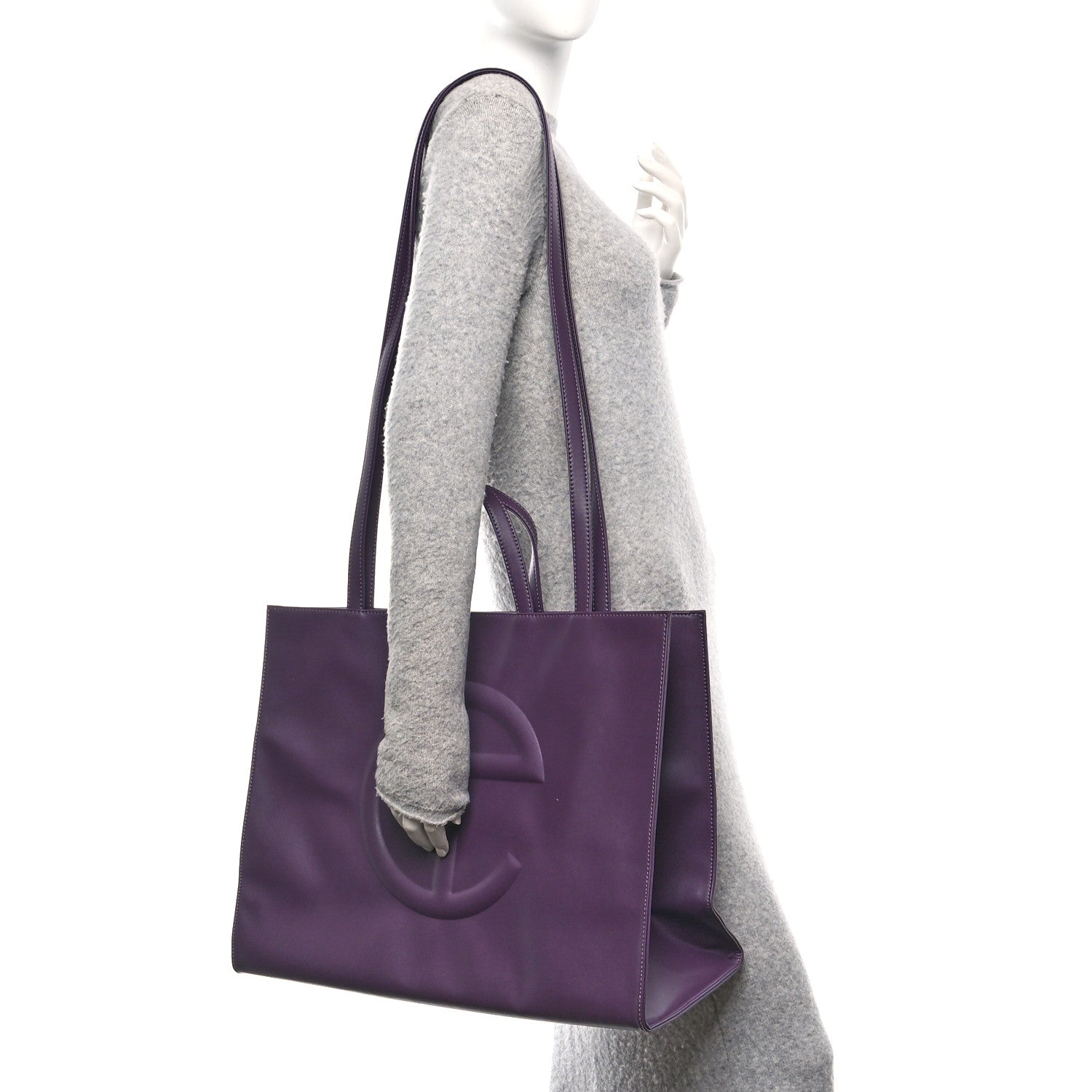 Vegan Leather Large Shopping Bag Eggplant
