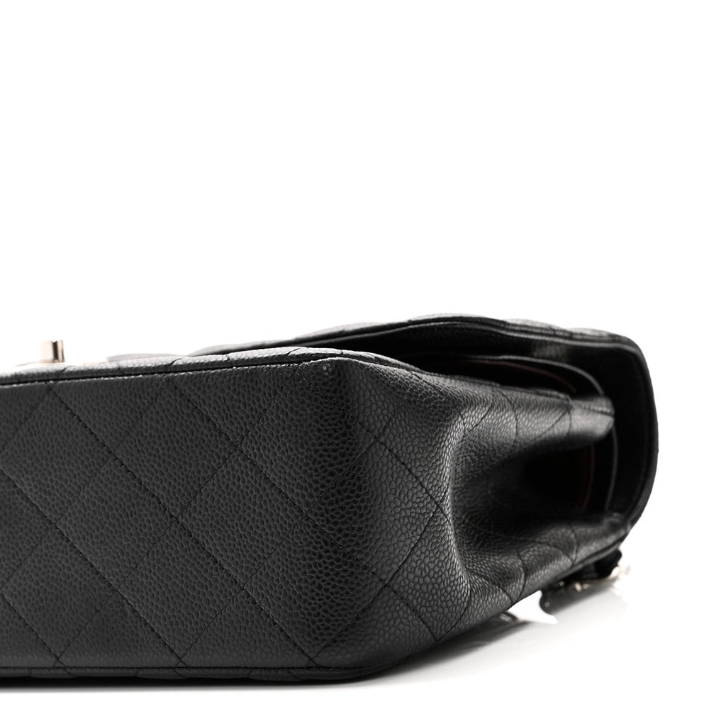 Caviar Quilted Jumbo Double Flap Black