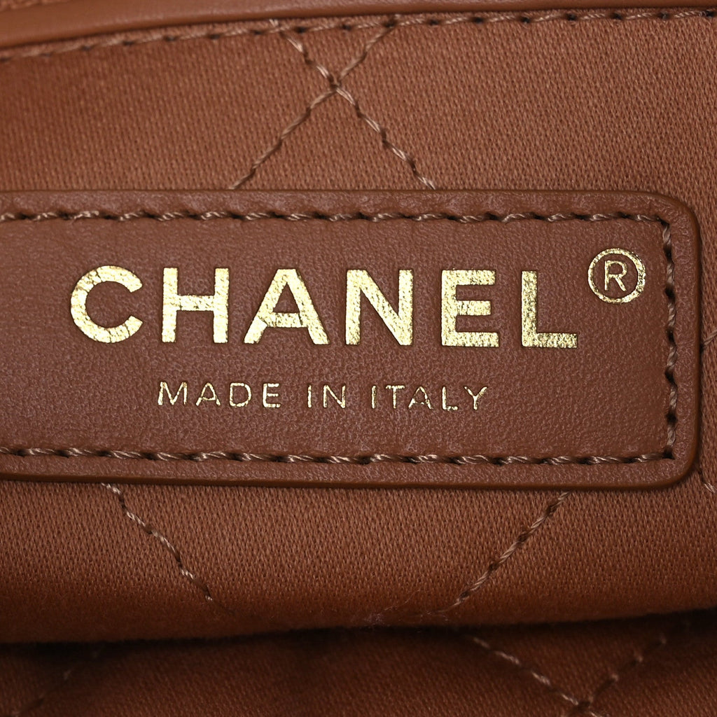 Shiny Calfskin Quilted Small Chanel 22 Beige