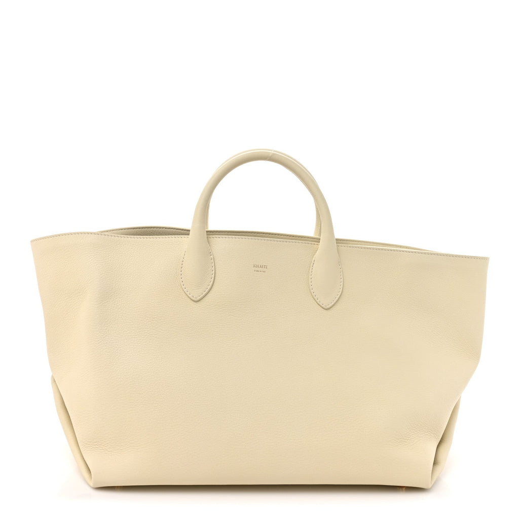 Pebbled Calfskin Medium Amelia Tote Ivory