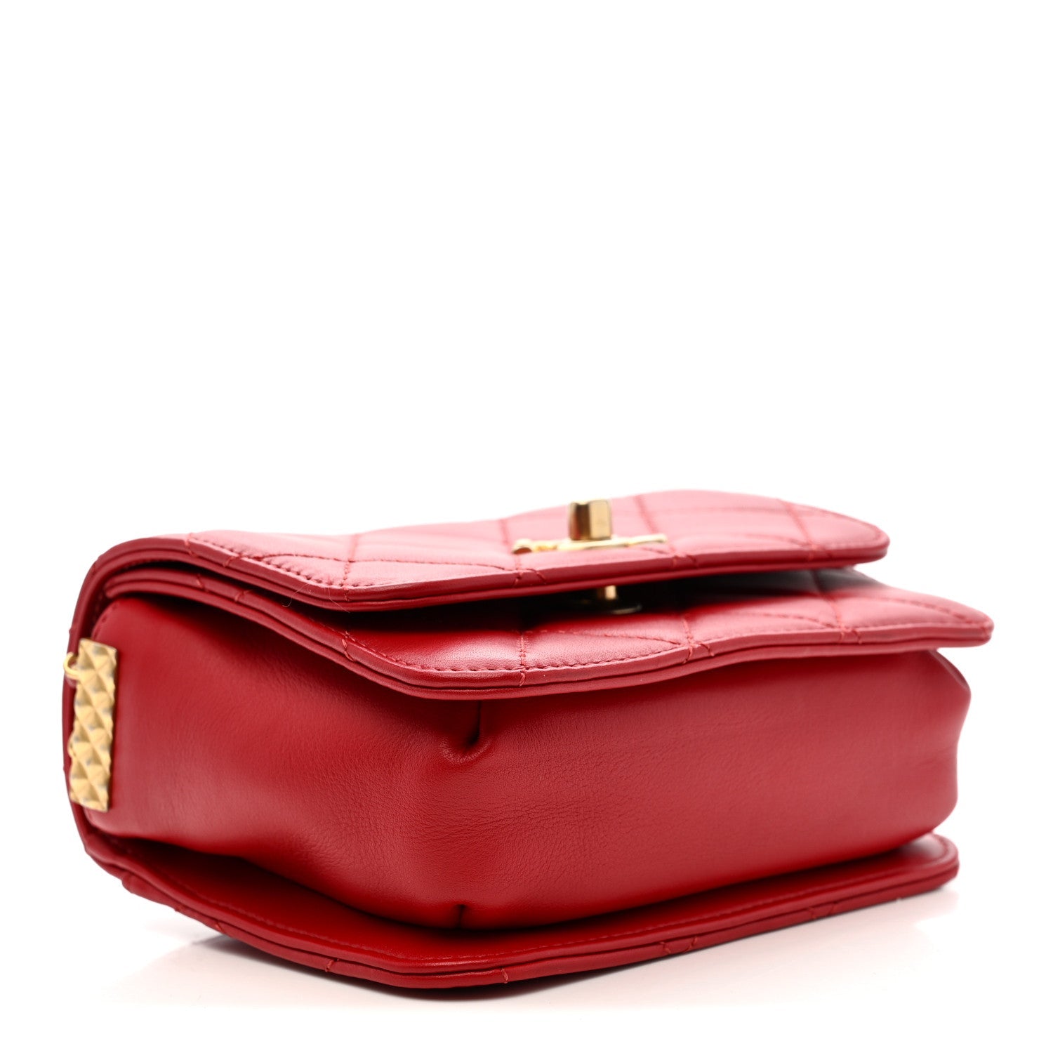 Lambskin Quilted Small Multiple Chain Flap Red