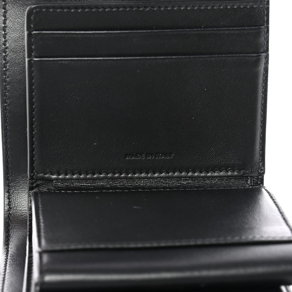 Satinated Calfskin 16 Small Tri-Fold Wallet Black