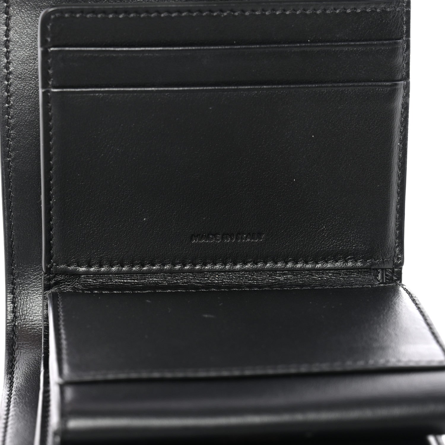 Satinated Calfskin 16 Small Tri-Fold Wallet Black