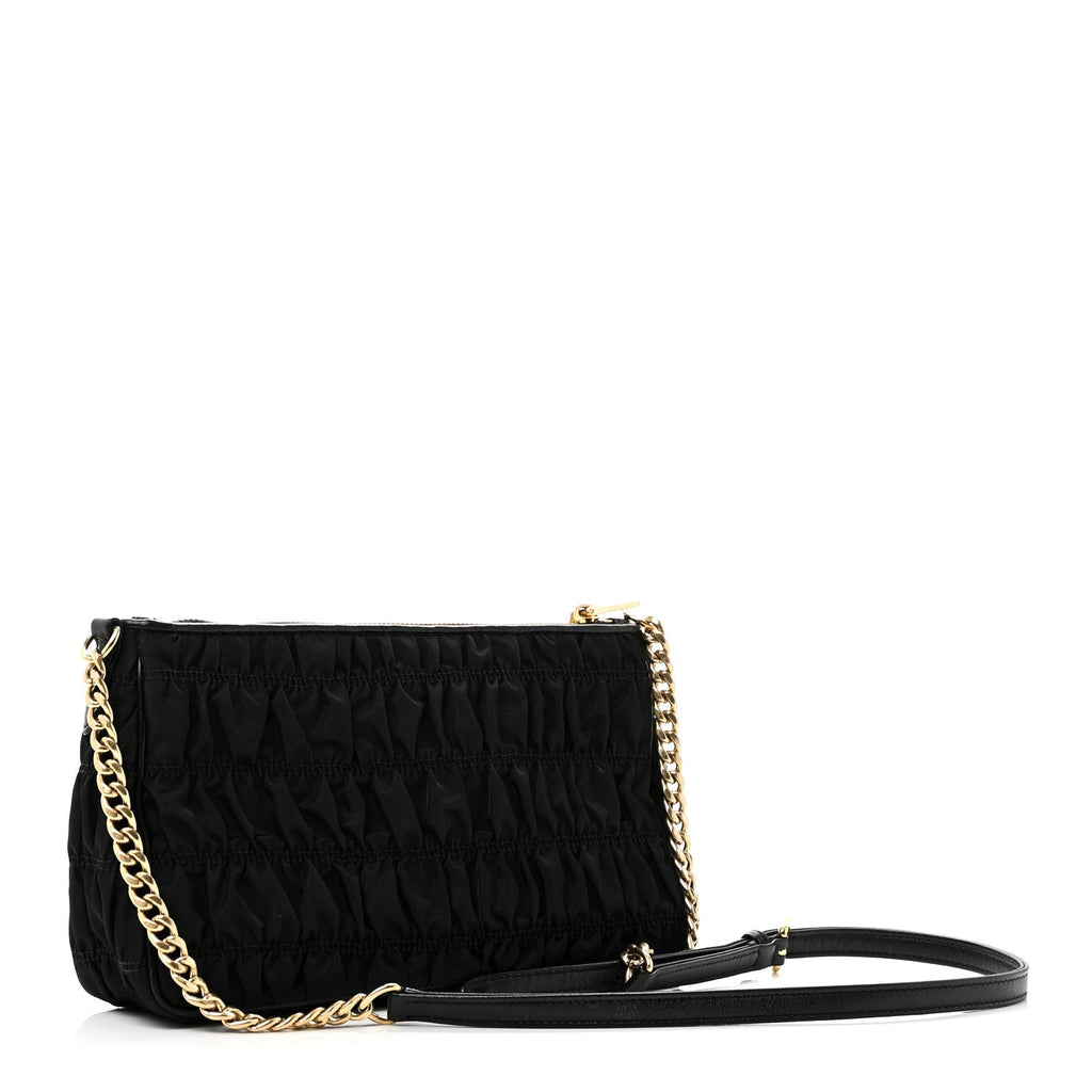 Tessuto Nylon Gaufre Shoulder Bag Black