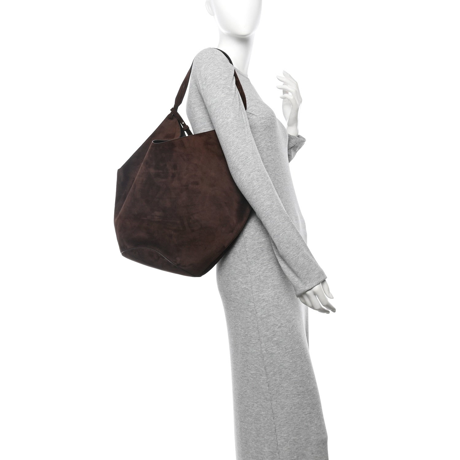 Suede Calfskin Medium Lotus Tote Coffee
