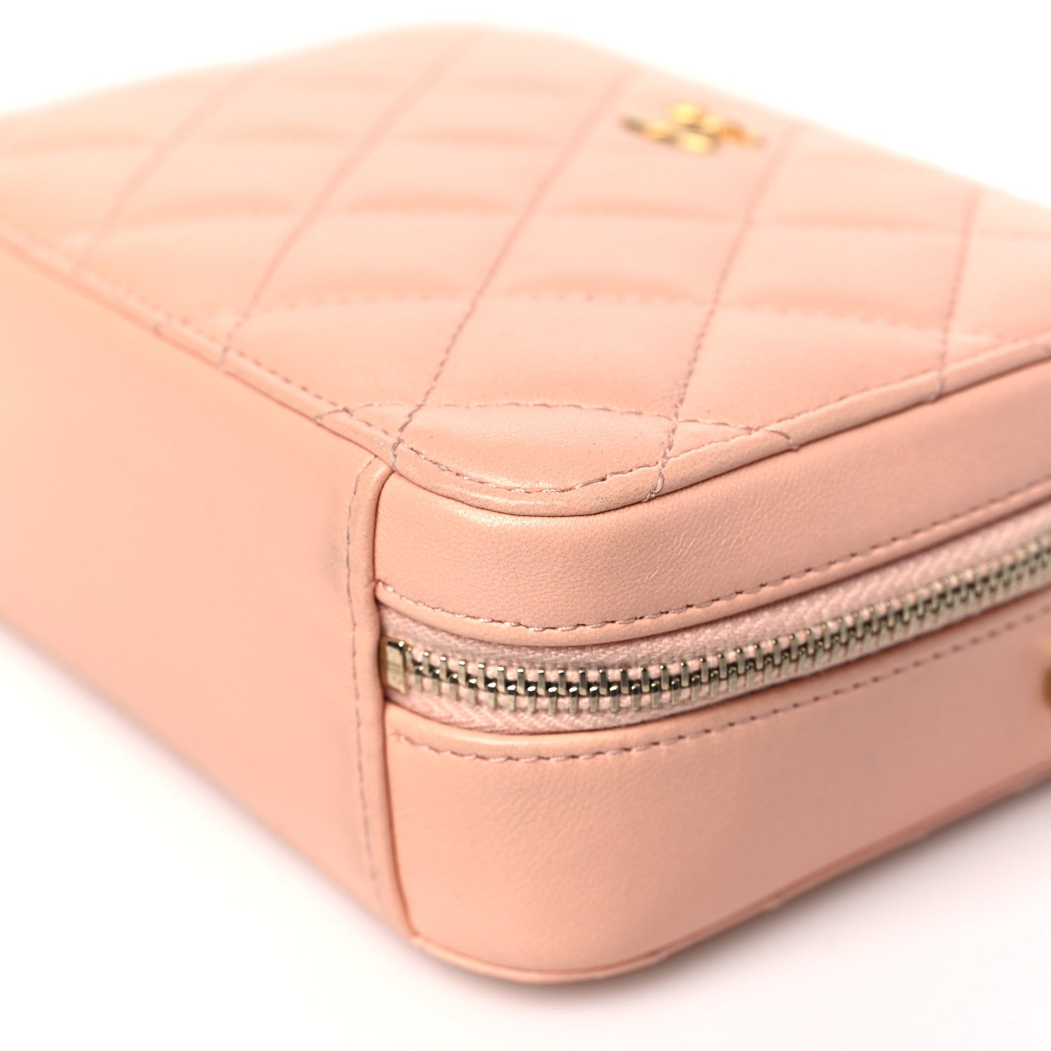 Lambskin Quilted CC Pearl Crush Camera Case Light Pink