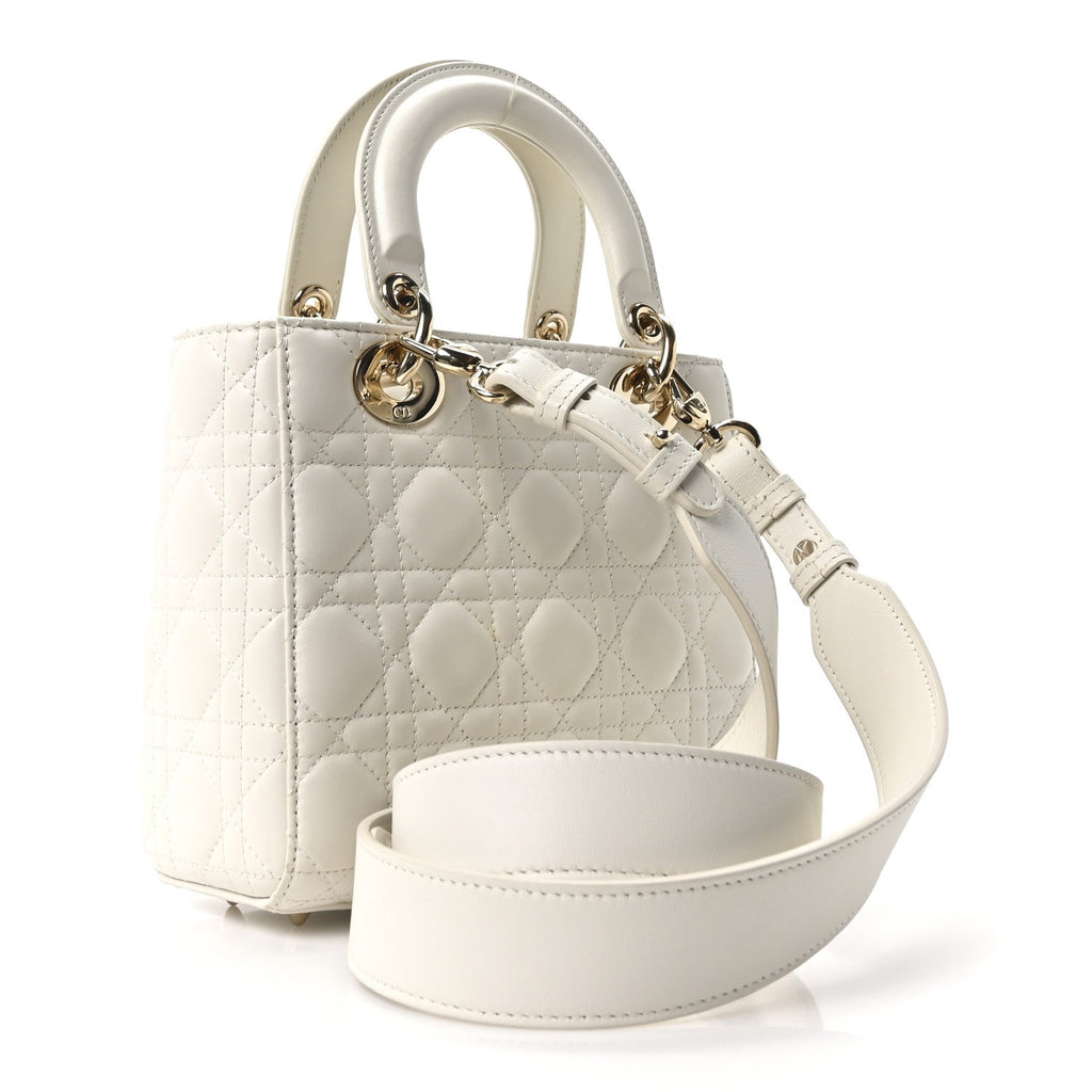 Lambskin Cannage Small My ABCDior Lady Dior White