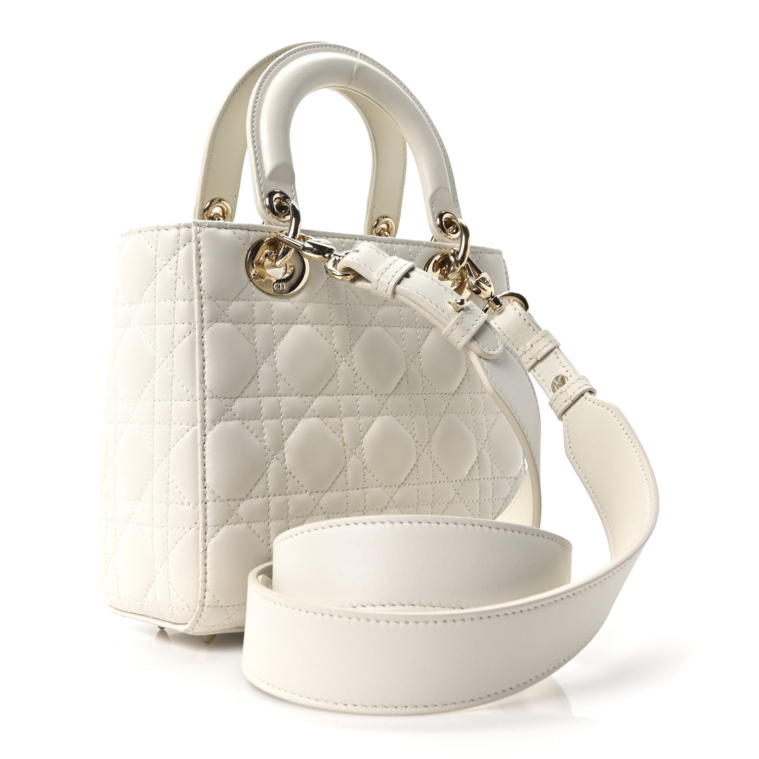 Lambskin Cannage Small My ABCDior Lady Dior White
