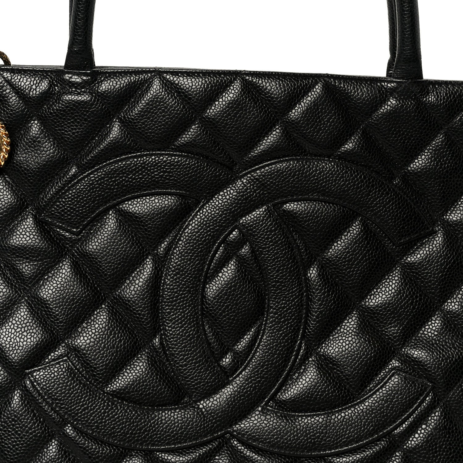 Caviar Quilted Medallion Tote Black