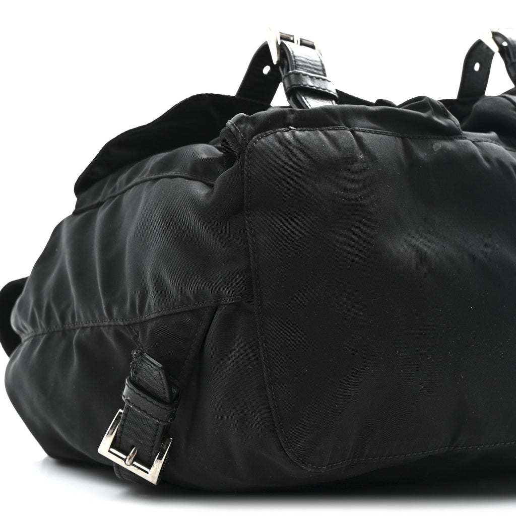Tessuto Nylon Saffiano Medium Backpack Black