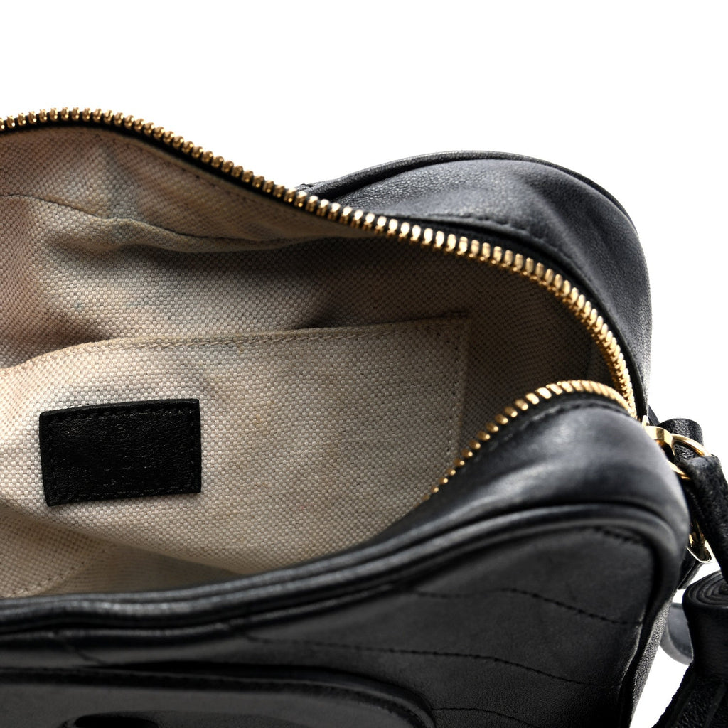 Sakai Be Green Calfskin Diagonal Stitched Small Blondie Shoulder Bag Black