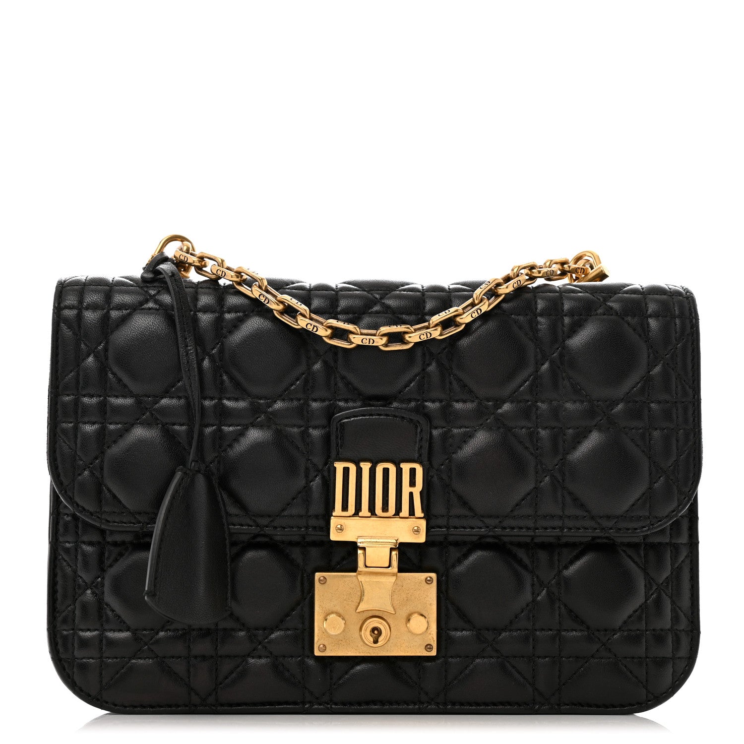 Lambskin Cannage Large Dioraddict Flap Bag Black