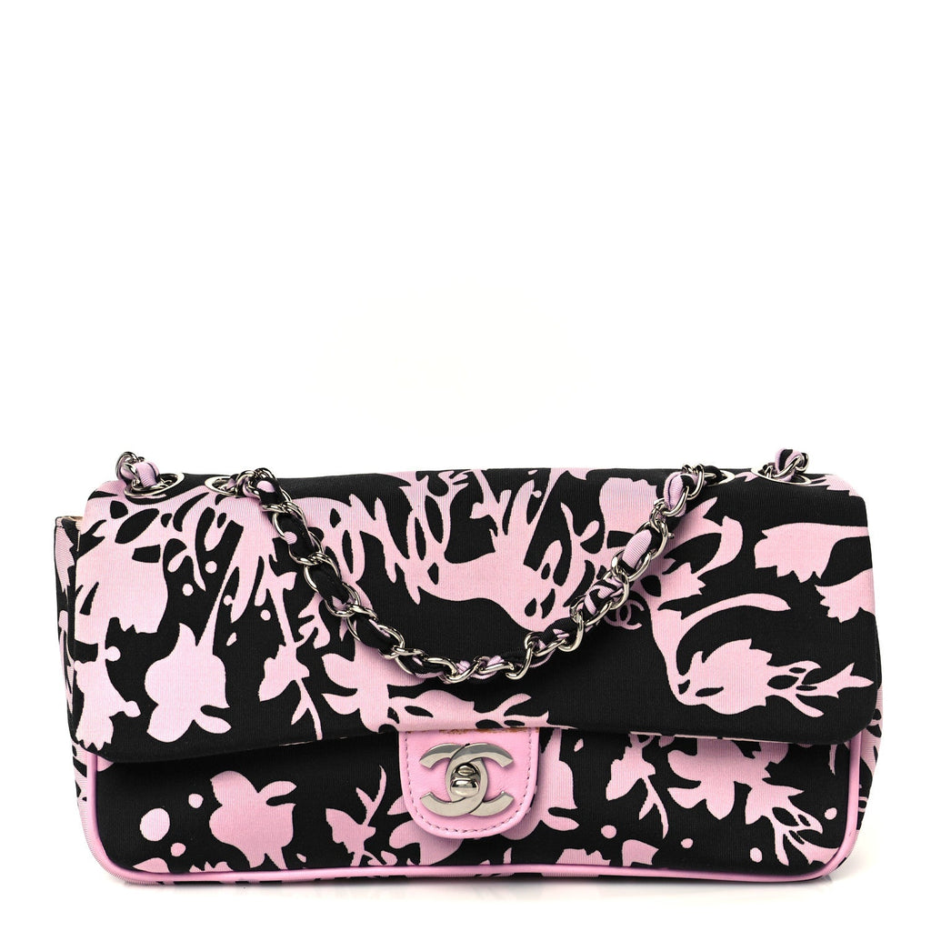 Printed Fabric East West Flap Black Pink