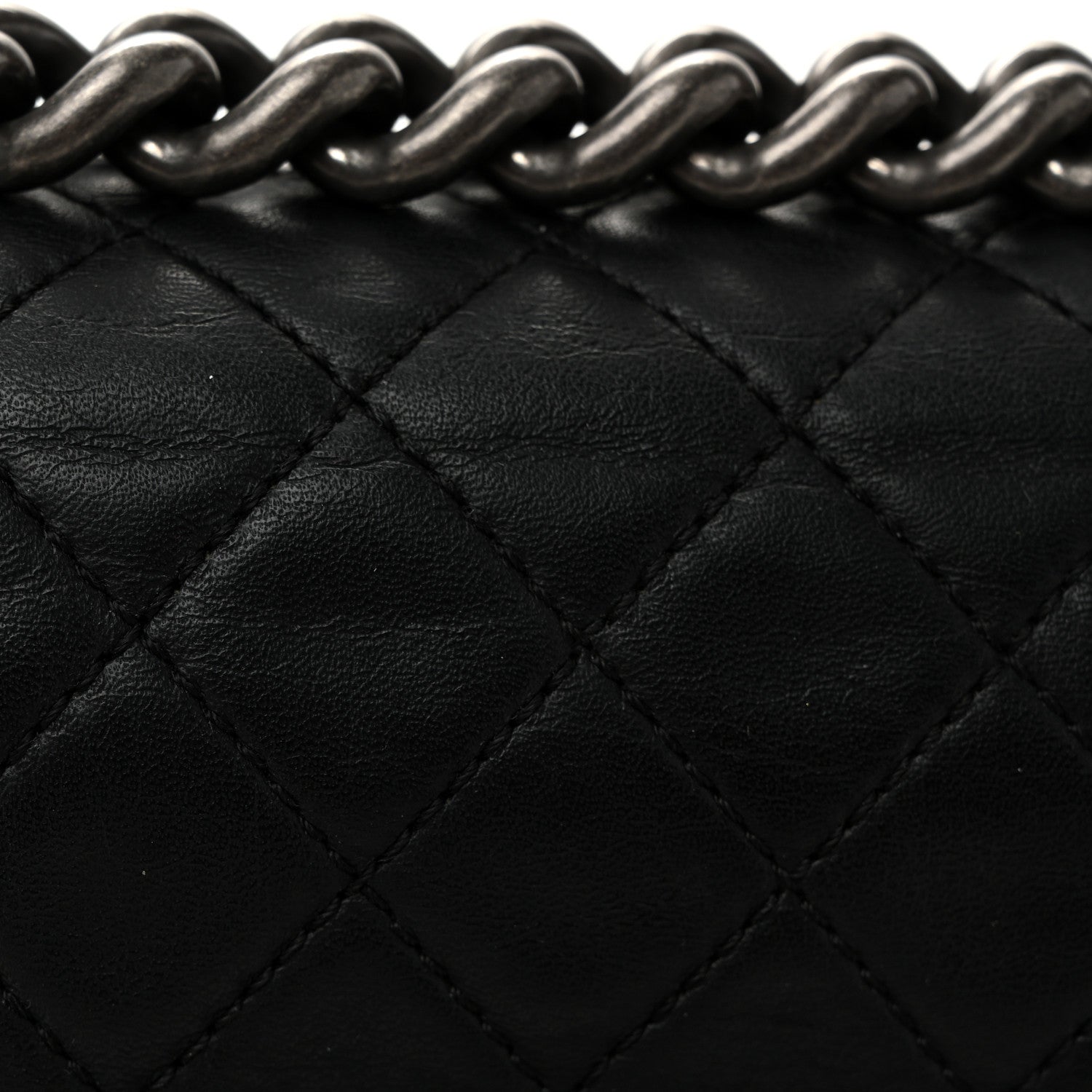Calfskin Quilted Small Boy Flap Black