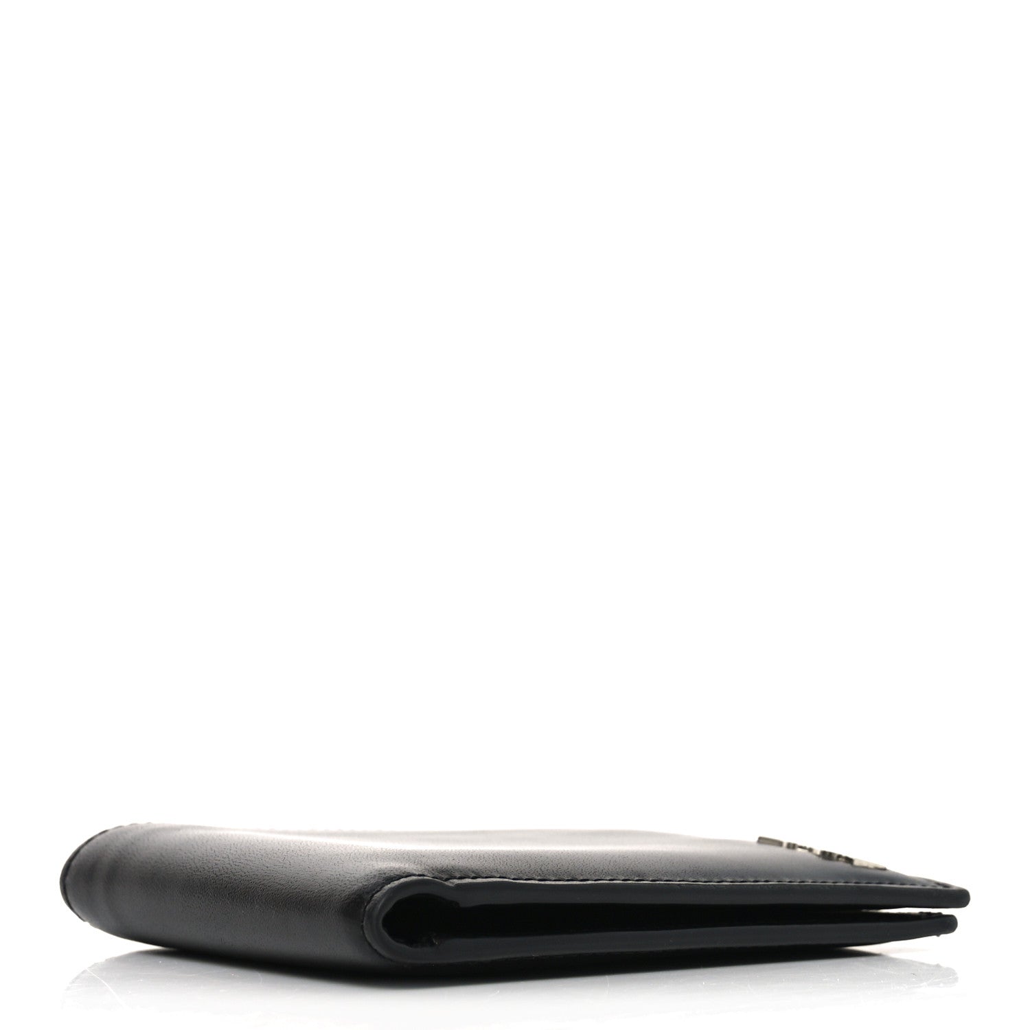Matte Calfskin Tiny Cassandre East West Wallet Black