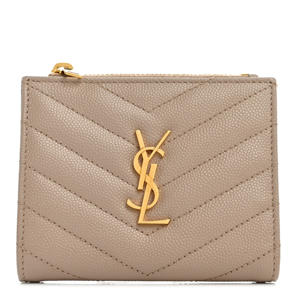 Grain De Poudre Matelasse Chevron Monogram Zipped  Case Dark Beige