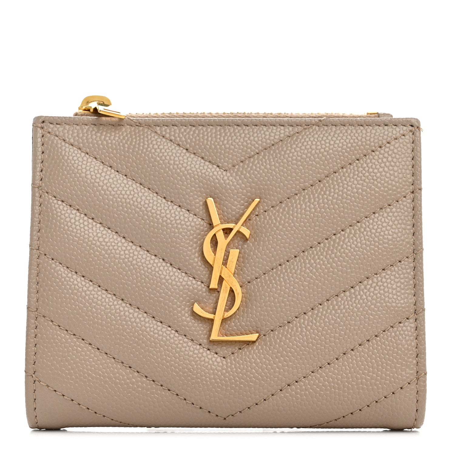Grain De Poudre Matelasse Chevron Monogram Zipped  Case Dark Beige