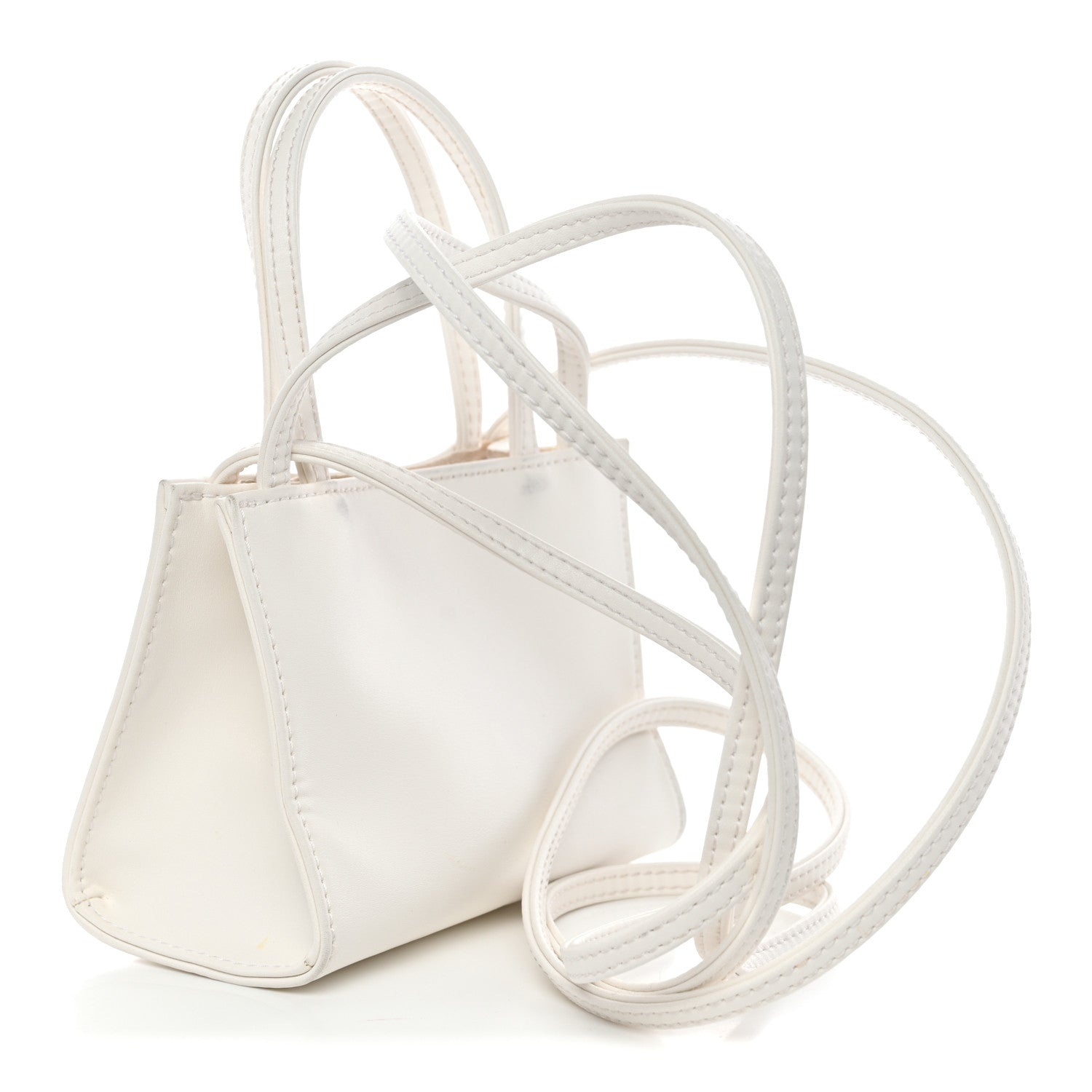 Vegan Leather Small Shopping Bag White