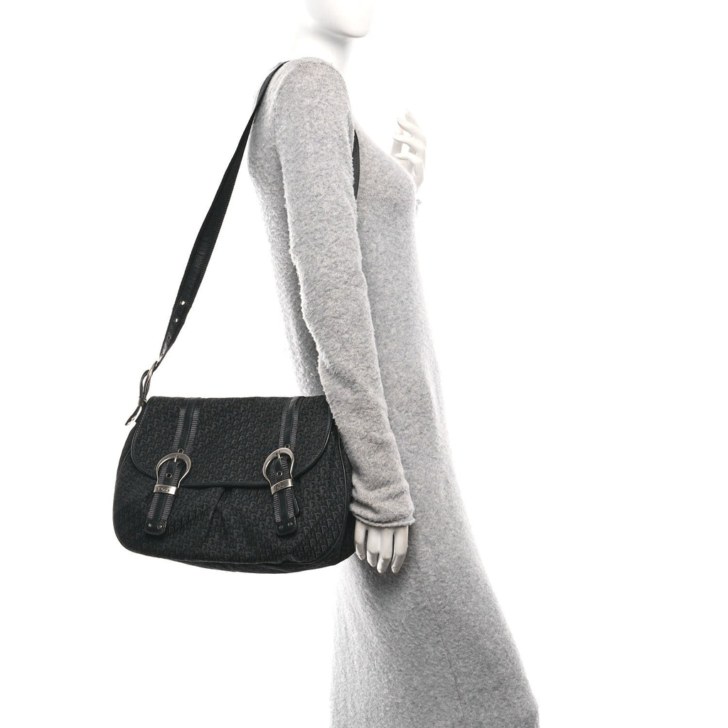 Canvas Diorissimo Buckle Messenger Black