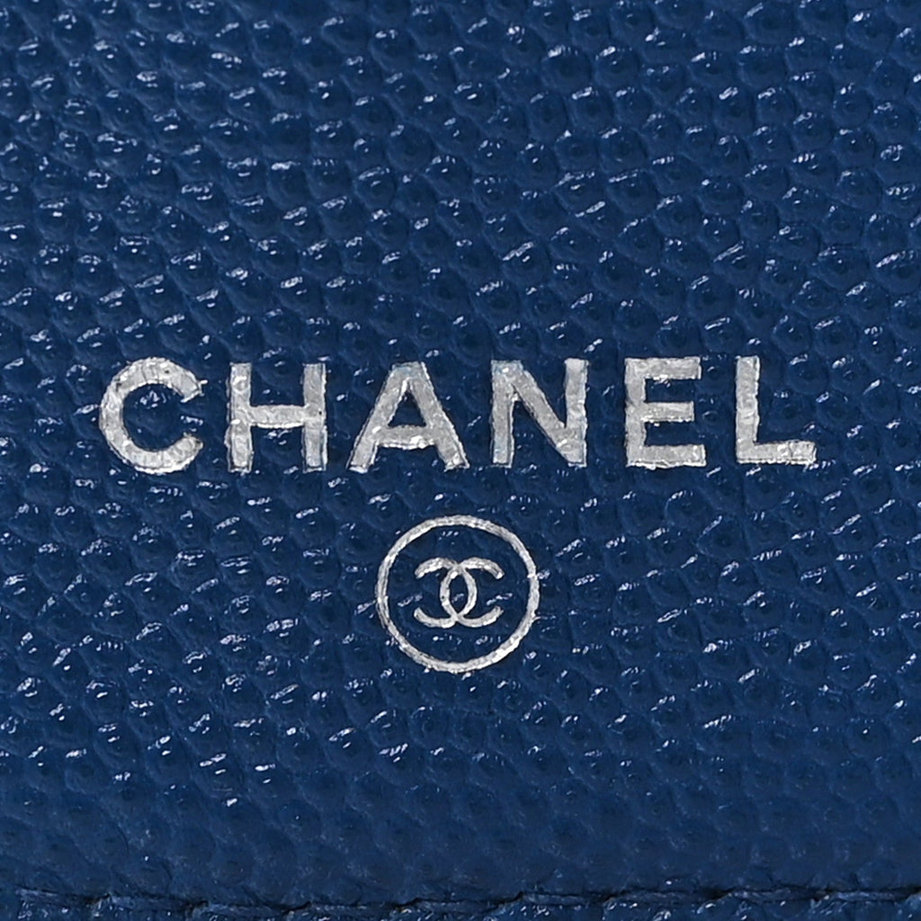 Caviar Quilted Boy Yen Wallet Blue