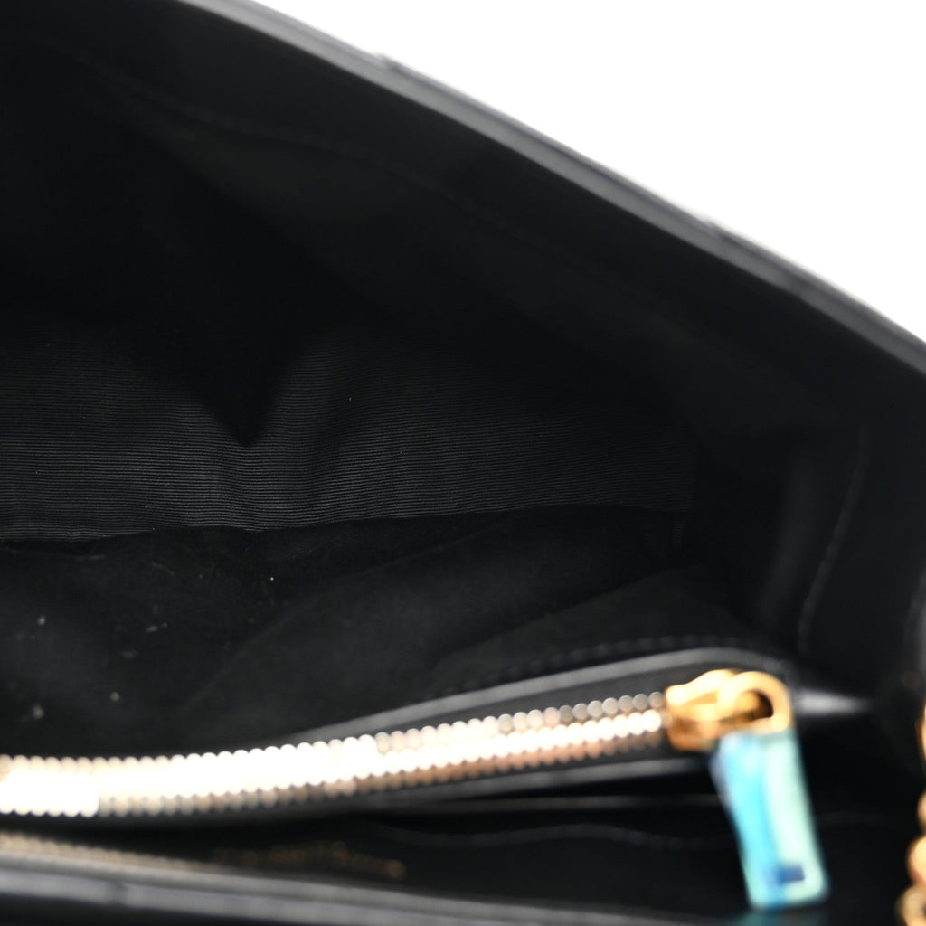 Calfskin Y Quilted Monogram Small Loulou Chain Satchel Black