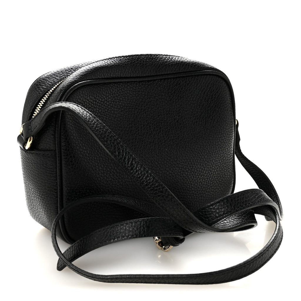 Pebbled Calfskin Small Soho Disco Bag Black