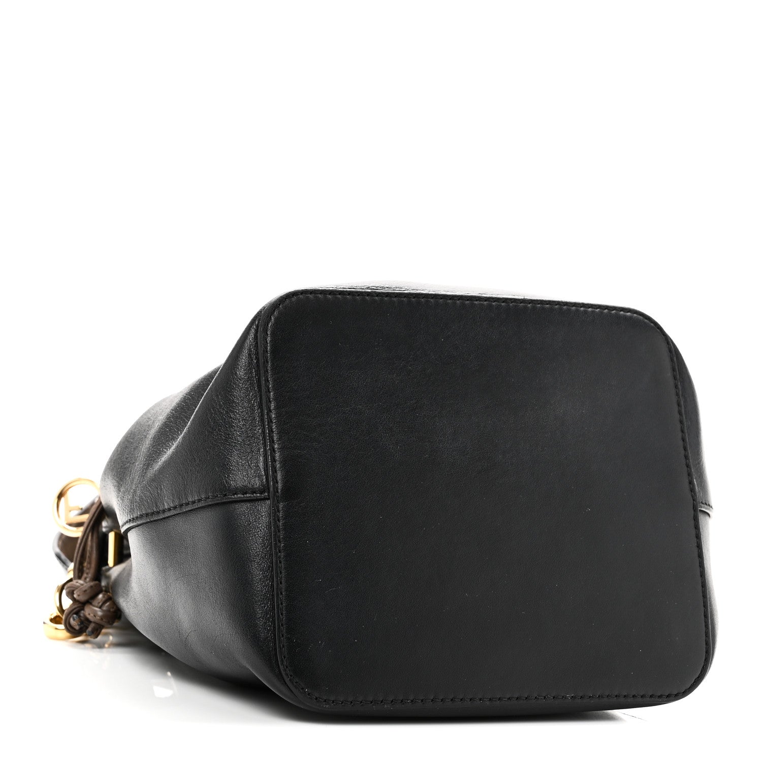 Vitello Century Matte F is Fendi Stamp Patch Bi-Color Grande Mon Tresor Bucket Bag Black Maya Fragola