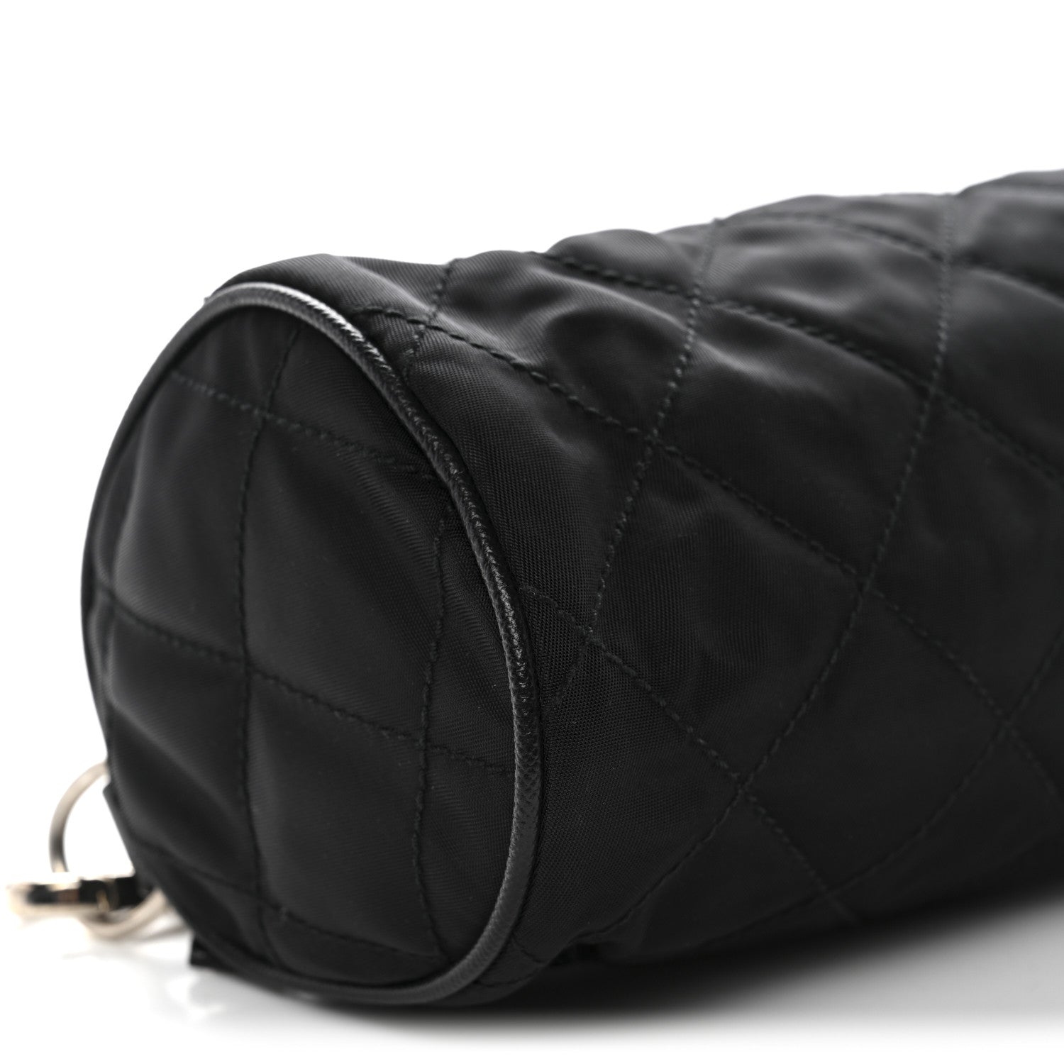 Tessuto Nylon Saffiano Impunturato Quilted Barrel Pochette Black