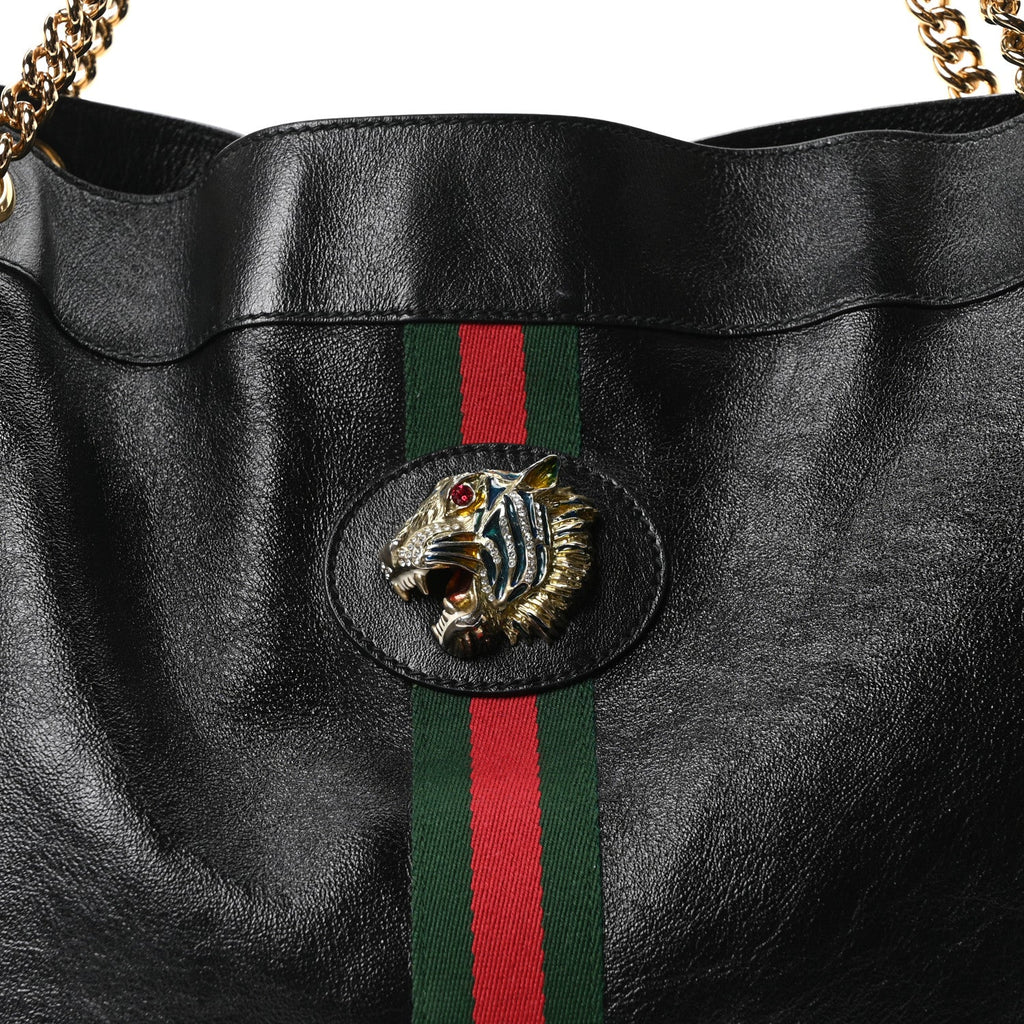 Calfskin Large Rajah Chain Tote Black