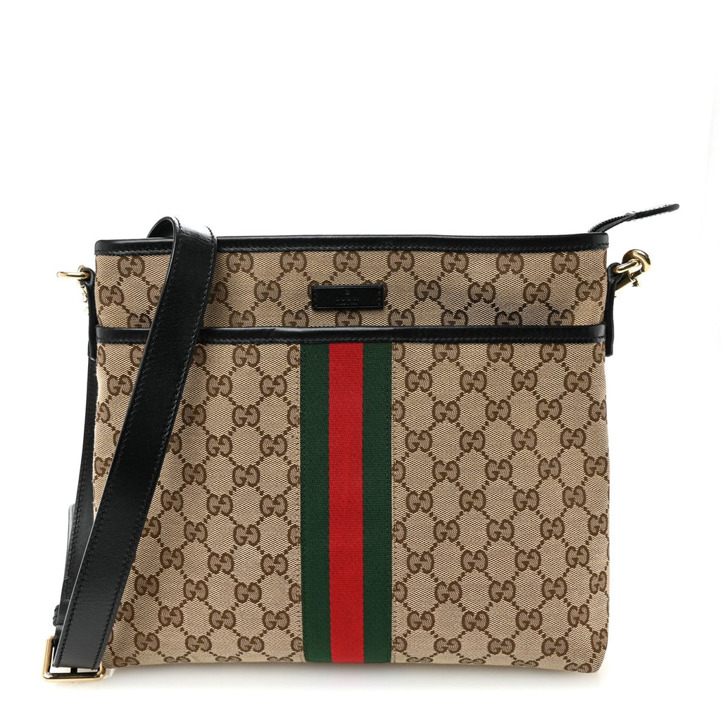 GG Monogram Web Flat Messenger Bag Black
