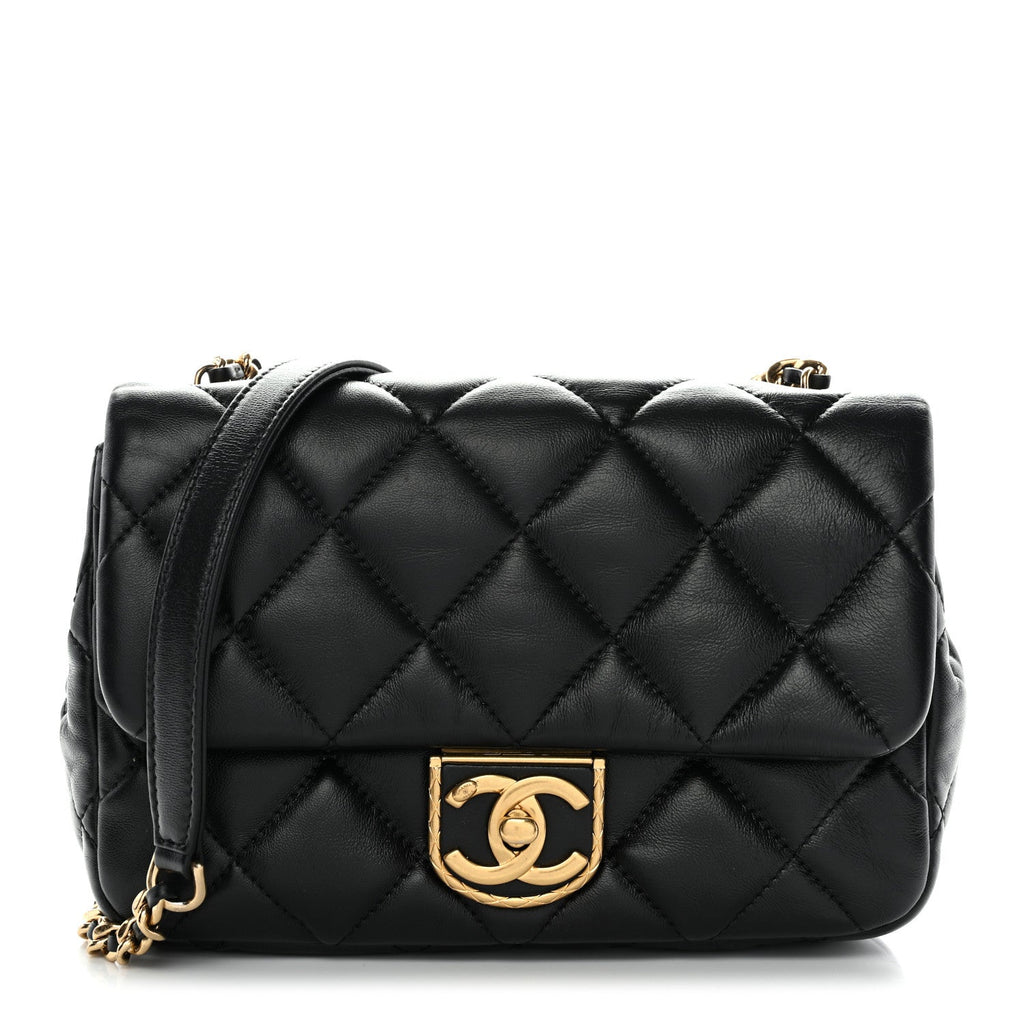 Lambskin Quilted Mini Flap Black