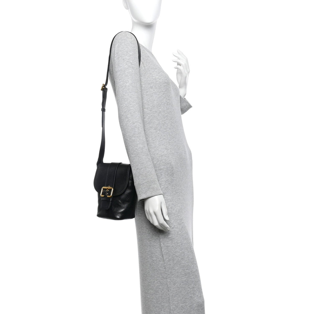Shiny Calfskin Camera Crossbody Black