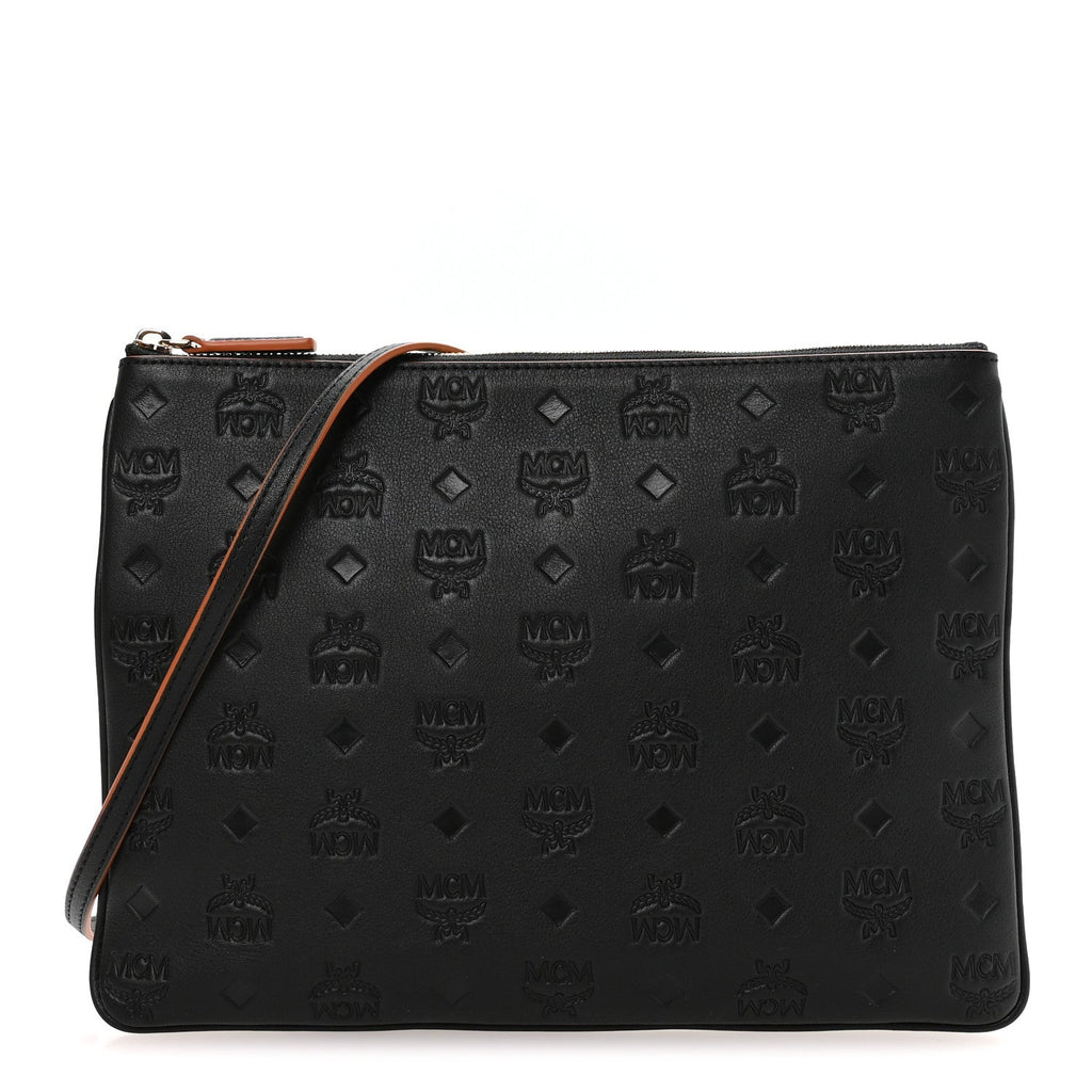 Calfskin Ottomar Monogram Medium Crossbody Pouch Black