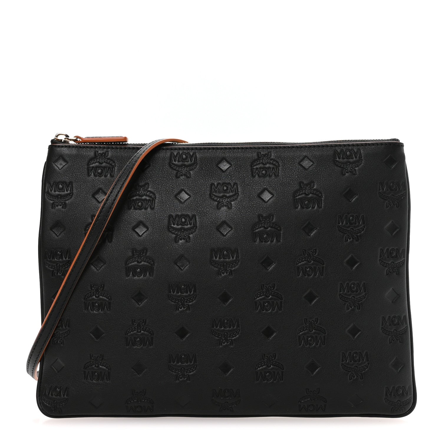 Calfskin Ottomar Monogram Medium Crossbody Pouch Black