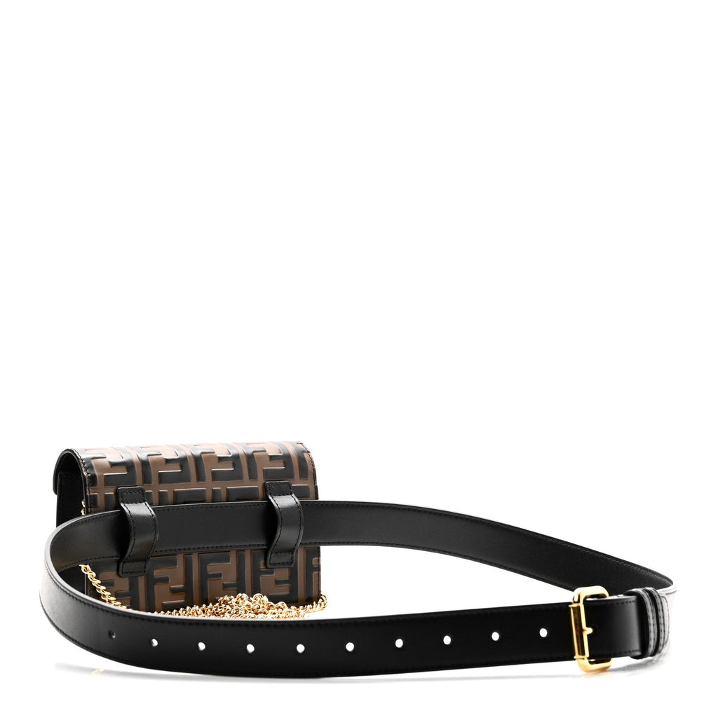 Vitello Liberty F is Fendi Bi-Color FF 1974 Embossed Envelope Belt Bag Maya Black