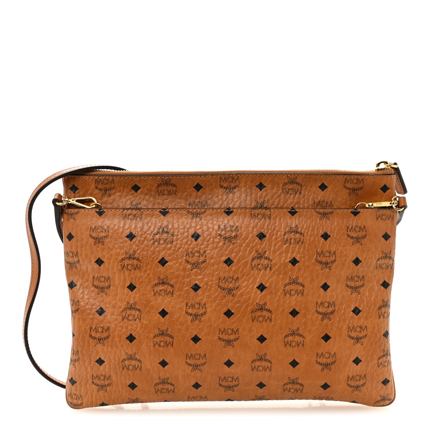 Visetos Medium Crossbody Pouch Cognac