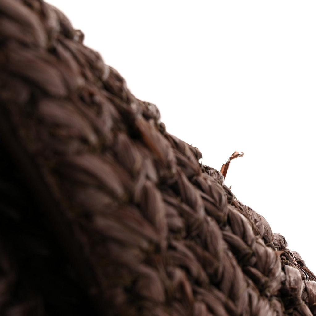 Raffia One Stud Chain Clutch Dark Brown